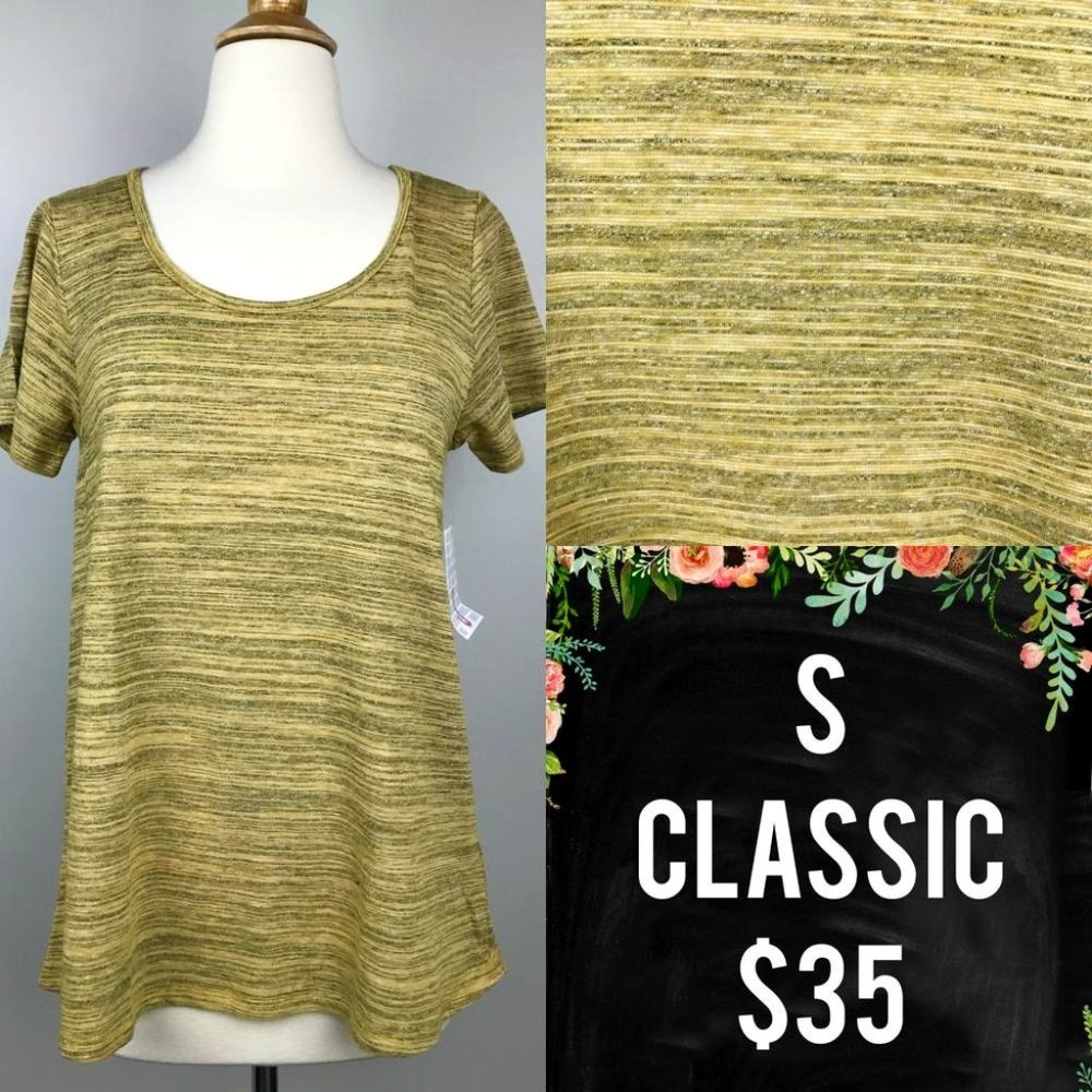 NWT LuLaRoe Classic Tee Small Yellow Micro Stripe